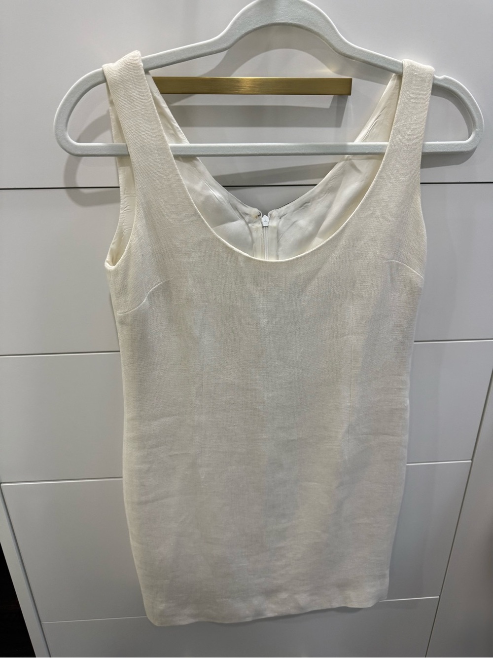 VintageDolce & Gabbana cream linen dress with floral print on back